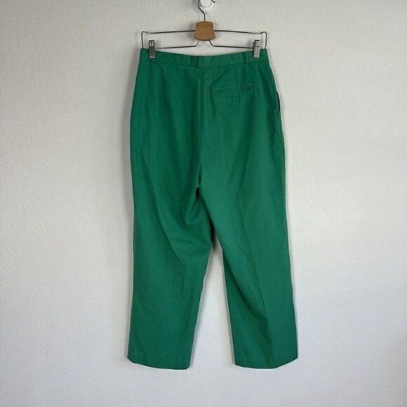 H.W Straight Leg Womens Green Vintage 70s Pleated Trouser Pants Size 14 - Picture 2 of 10